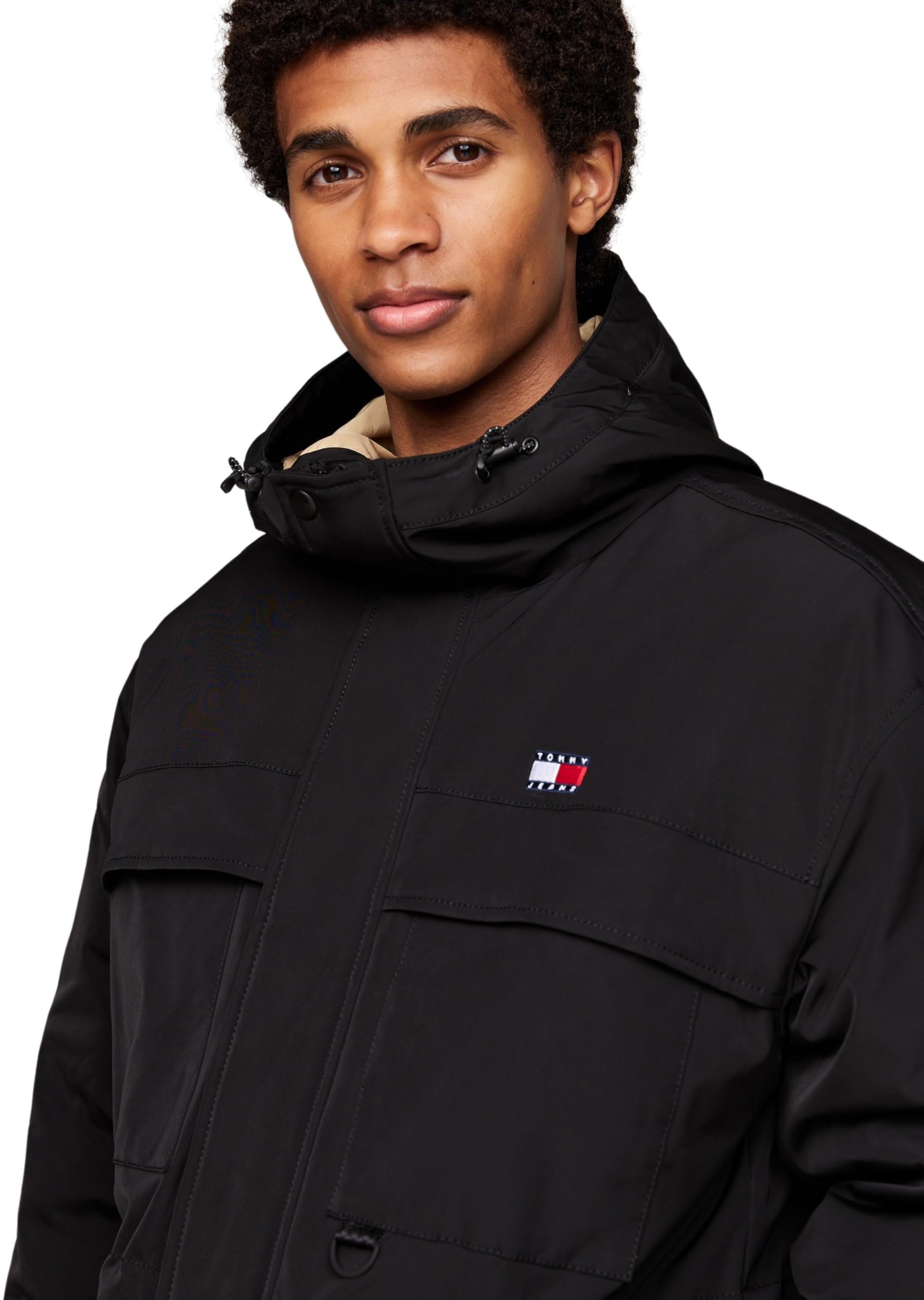 Tommy Jeans Męskie płaszcze TJM TECH CANVAS PARKA DM0DM20005 Inne płaszcze, czarne (czarne), M, czarny (czarny), M