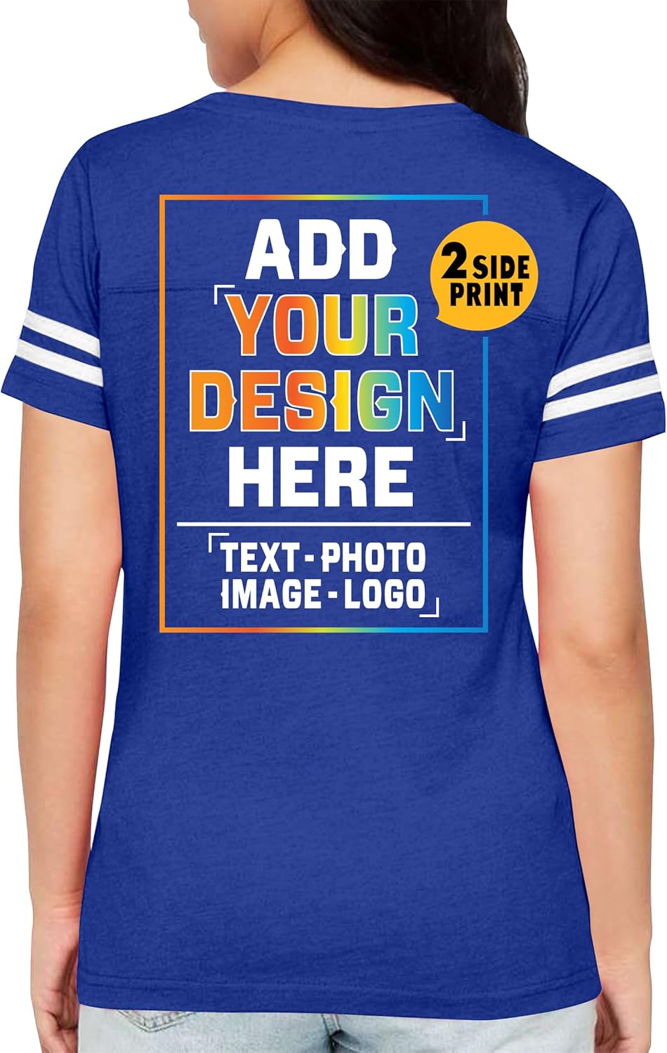 Custom Jersey T-Shirt for Women Personalized Jersey Shirt Add Your Text Image Design 2-Side - Image 3