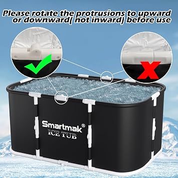 Smartmak Ice Bath Tub with Cover, Portable XL Large Cold Plunge Tub for Athletes, Cold Water Pod Tub Therapy and Recovery, Cold Immersion Training Baths at Home Outdoor Plunge Pool, Black