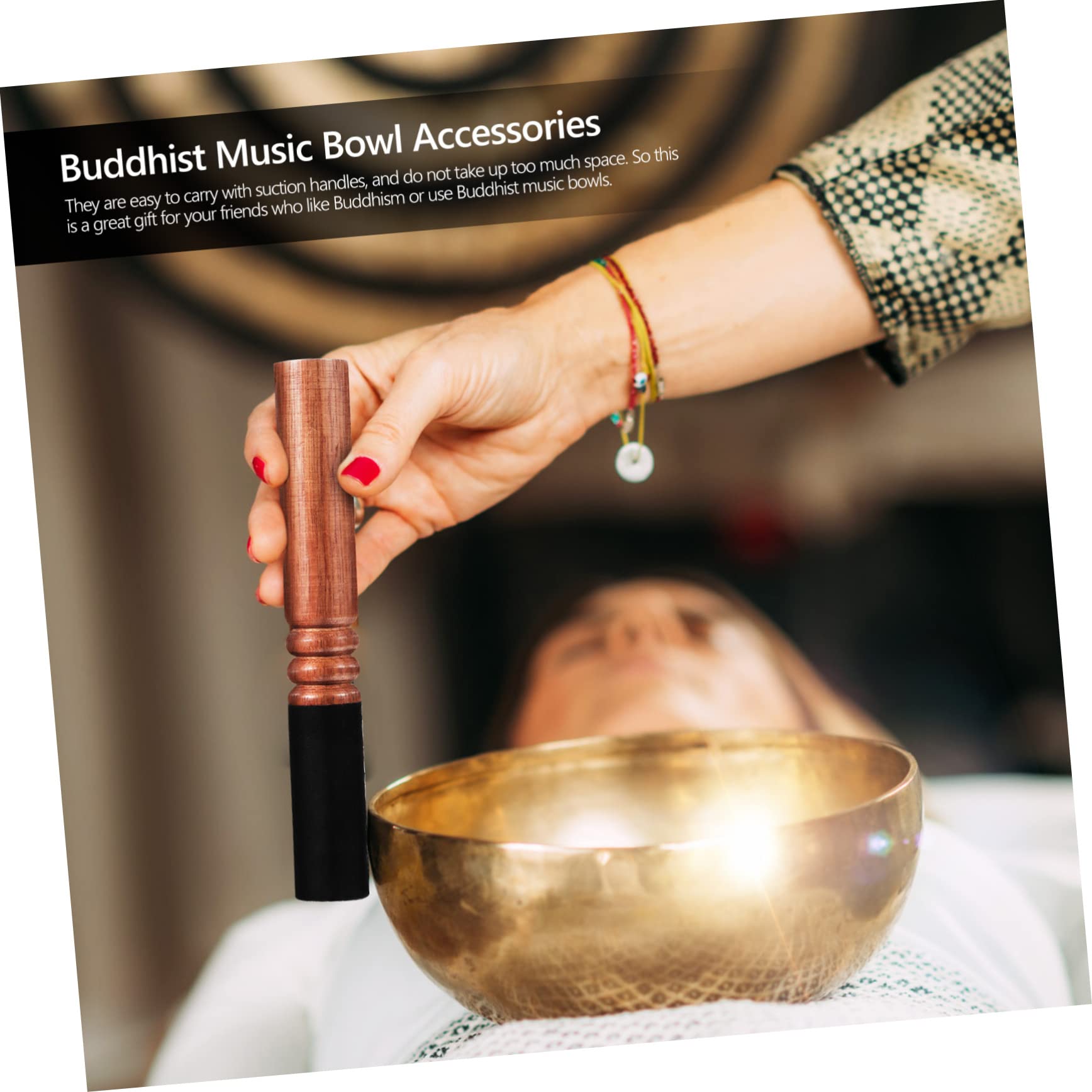 Toyvian Gummi Saugnapf Hebegriff für Buddha Klangschale Saugsystem aus Widerstandsfähigem Gummi mit Lederumwickeltem Stiel Kompakt und Tragbar für Meditationsschalen