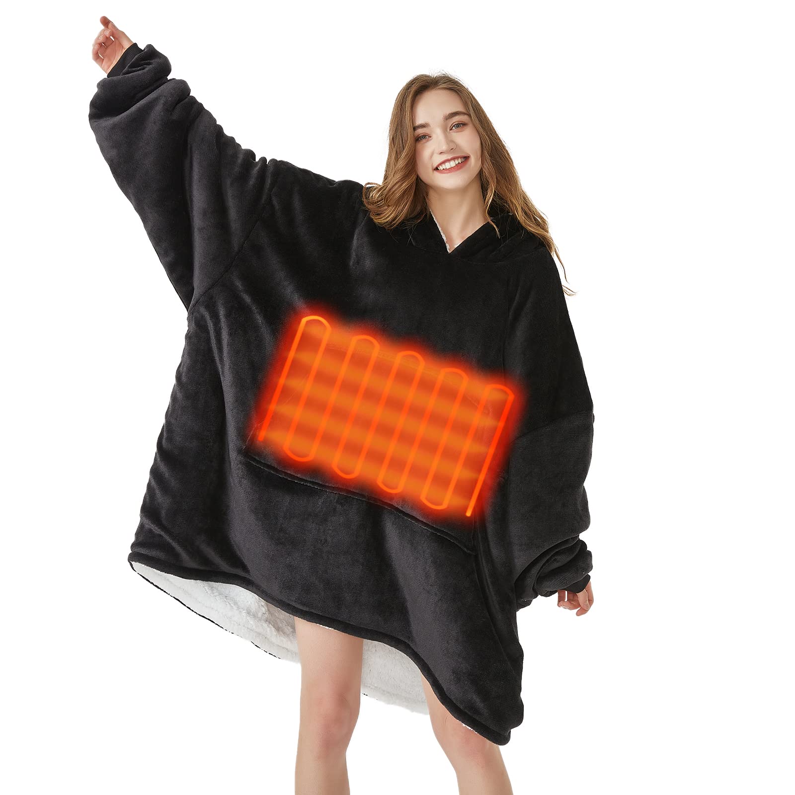 Amazon.com: Homemate Heated Wearable Blanket Hoodie, with Battery Pack  7.4V, Oversized Blanket Hoodie for Women Men, Warm Hoodie Blanket : Home u0026  Kitchen