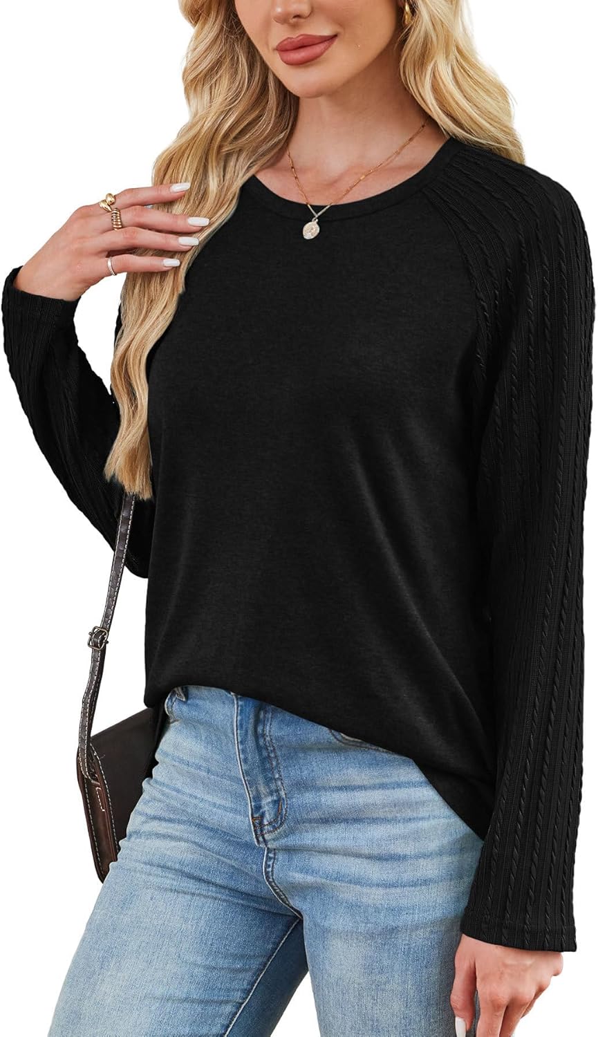 OFEEFAN Long Sleeve Shirts for Womens Fall Fashion 2026 Crewneck Oversized Sweatshirt Tunic Tops to Wear with Leggings - Image 4