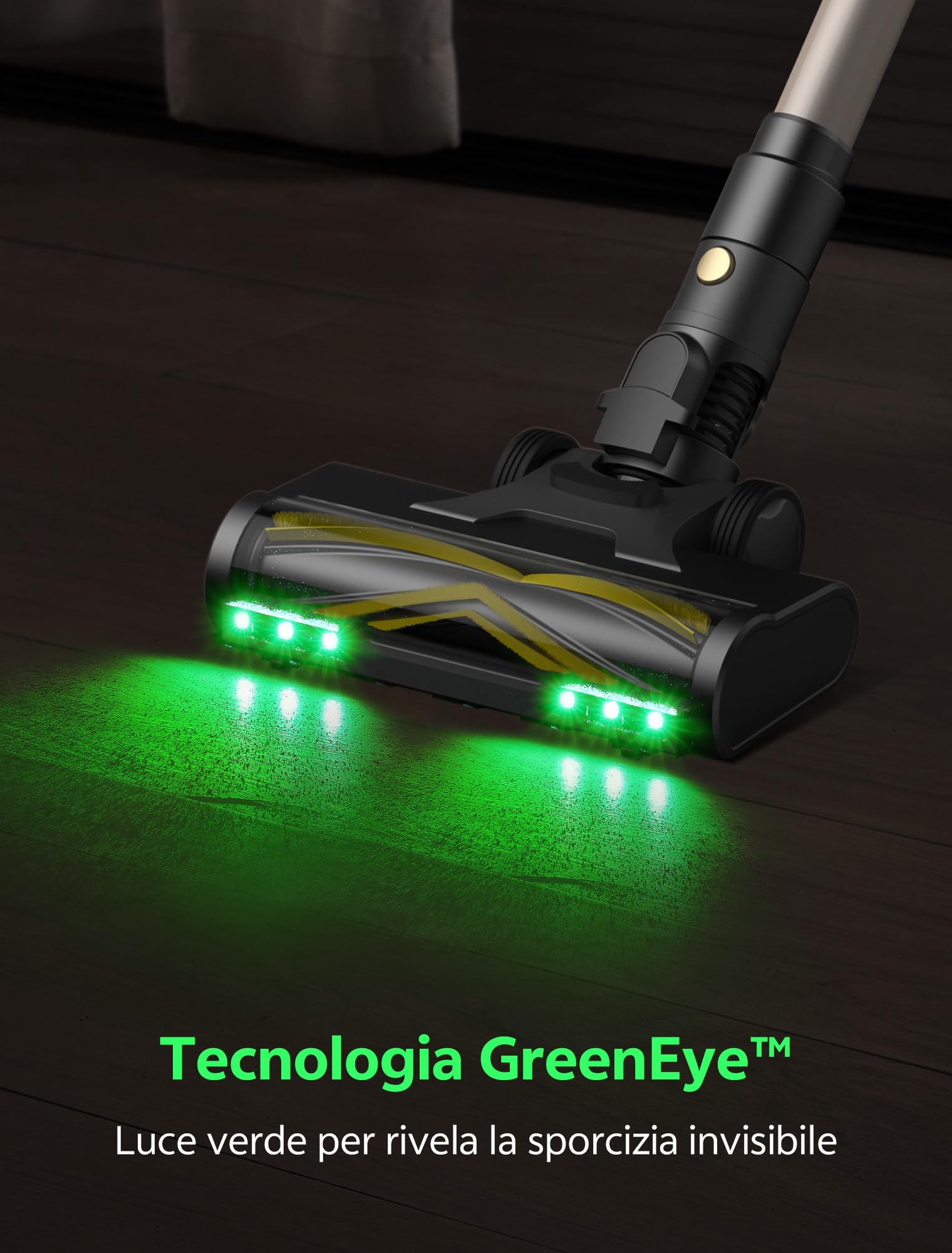 Ultenic Aspirapolvere per scopa senza fili, 50 kpa/65 min, potente aspirapolvere senza fili, asta telescopico regolabile, design autoportante, tecnologia GreenEye, per tappeti, pavimenti duri, peli di
