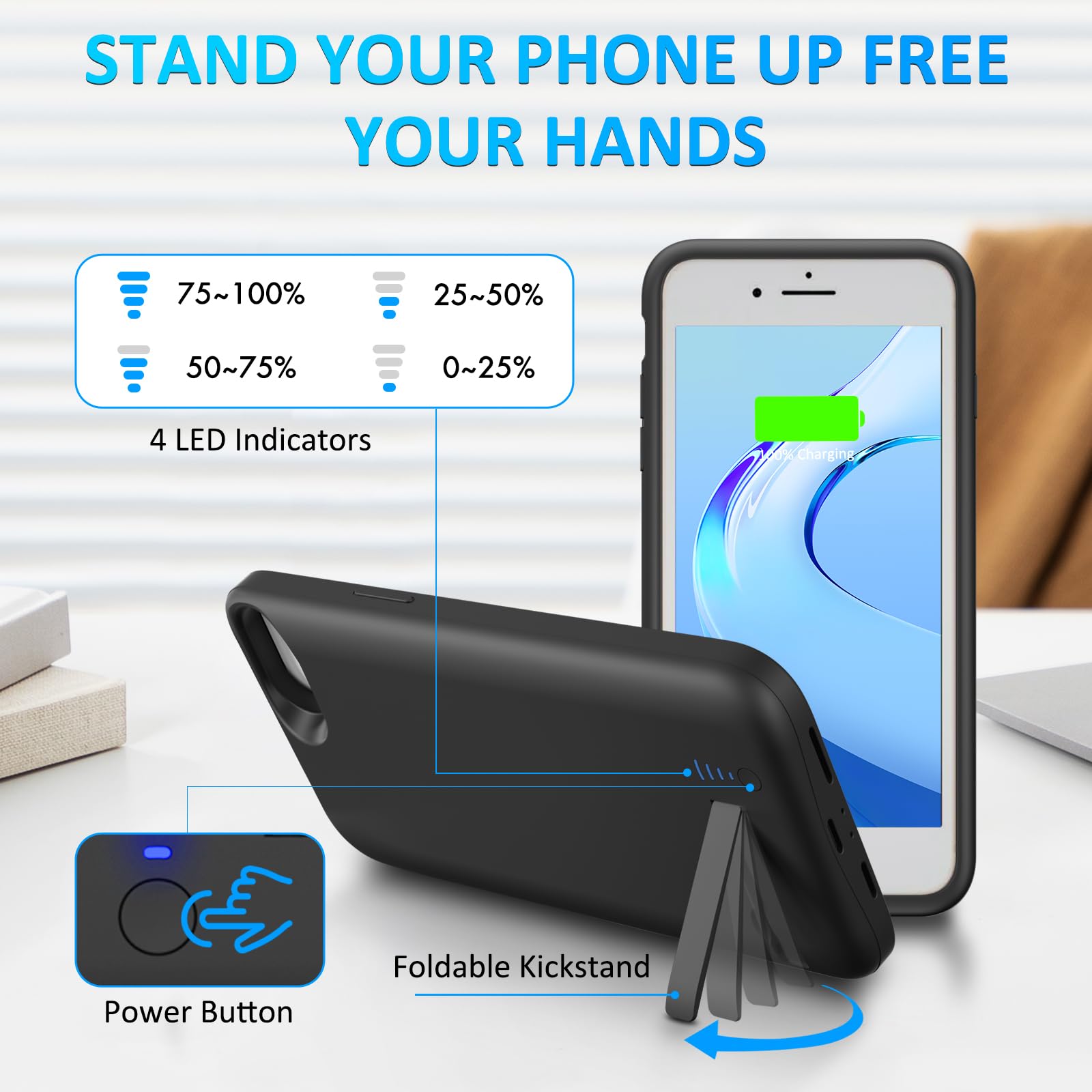 Gladgogo Battery Case for iPhone 6/6s/7/8/SE (2020/2022), 4.7 inch