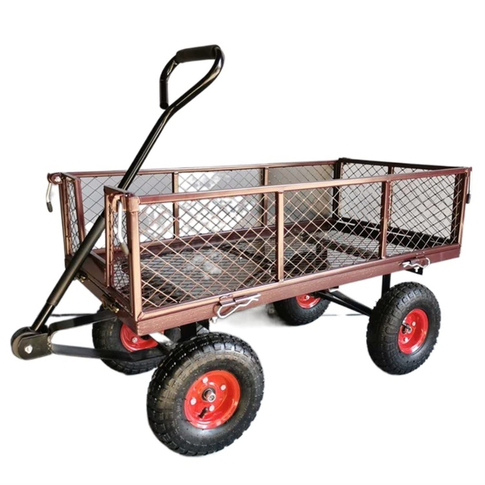 YOGAYEStorage Trolleys, Four Wheel Flat Trailer Household Trolley Transport Truck Small Pull Truck Gardening Luggage Trolleys Foldable Hand Cart (Color : Dark blue)