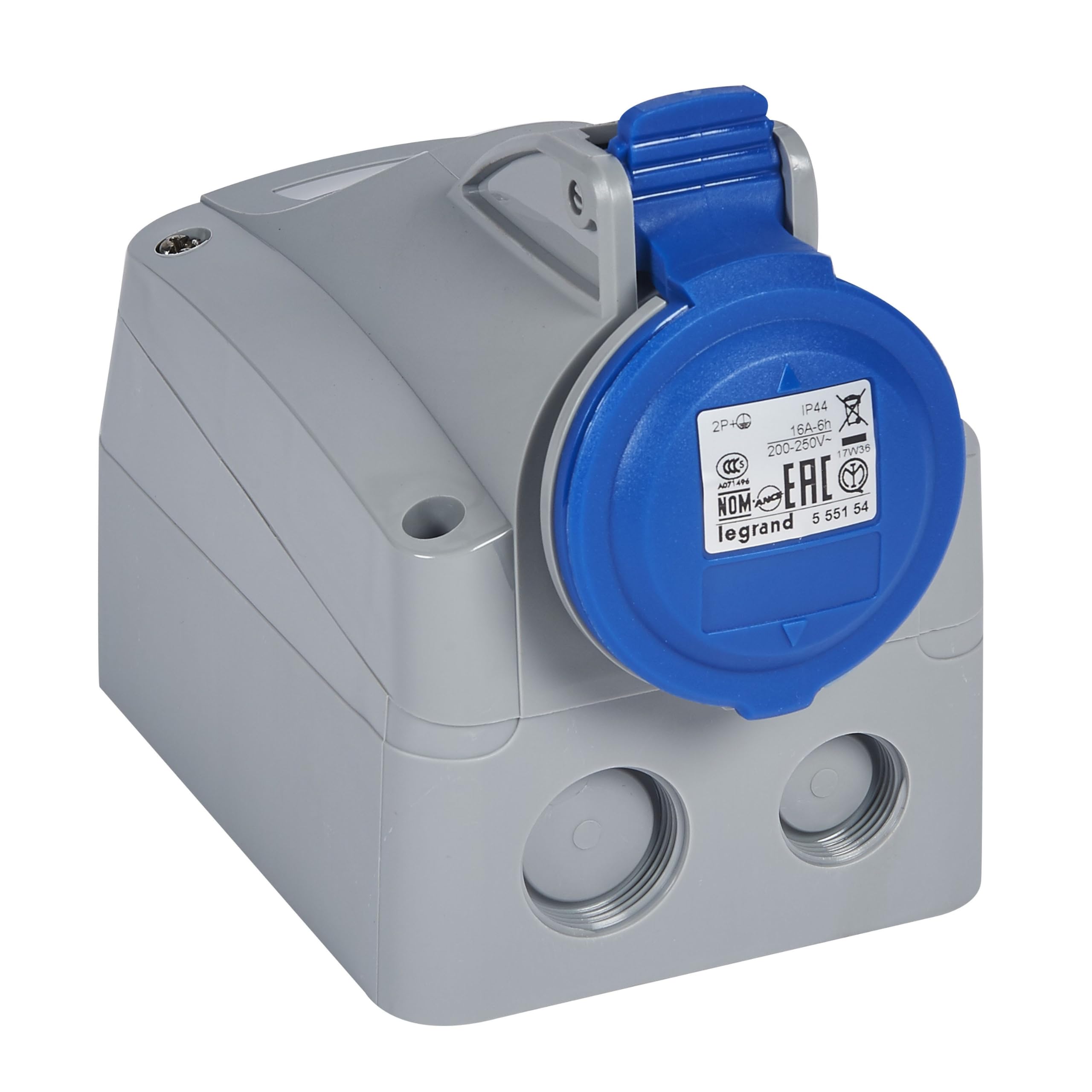 Legrand - 555154 - Fixed Surface-Mounted Socket - P17 IP44 16A, 200V ~ 250V~, 2P+T