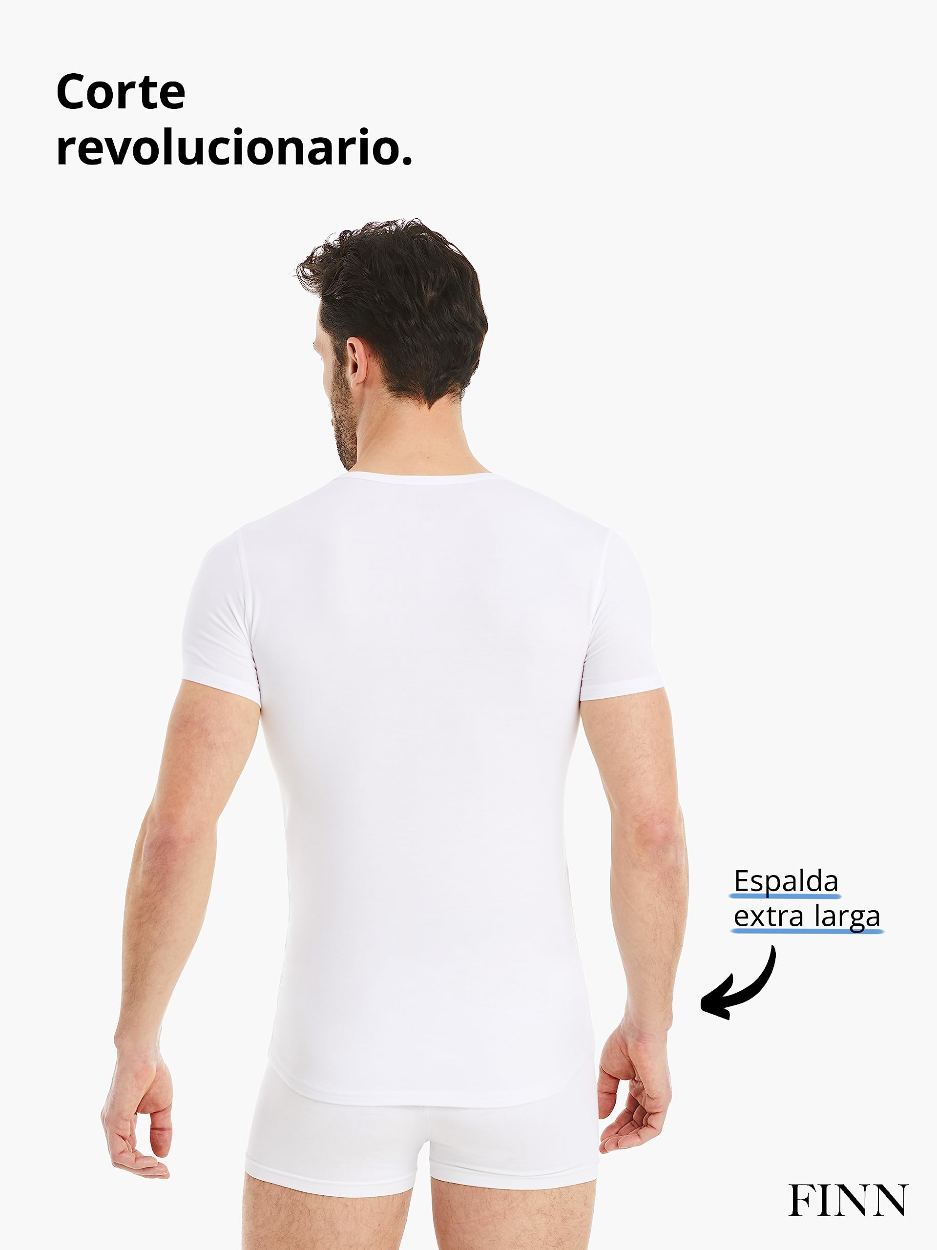 FINN Camiseta Interior Business Hombre de Manga Corta con Cuello en V - Camiseta Interior de Tejido Original Lenzing® Modal - el T-Shirt Debajo de Camisas y Trajes