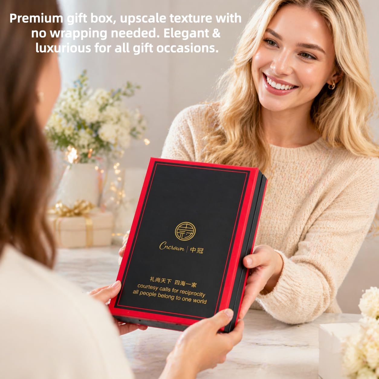 Luxury Ballpoint Pen, 24k Gold Trim, Best Rollerball Pen Gift Set for Men and Women, Perfect for Signature Executive Office, Beautiful Pen Gift Box, Writing and Drawing (White)