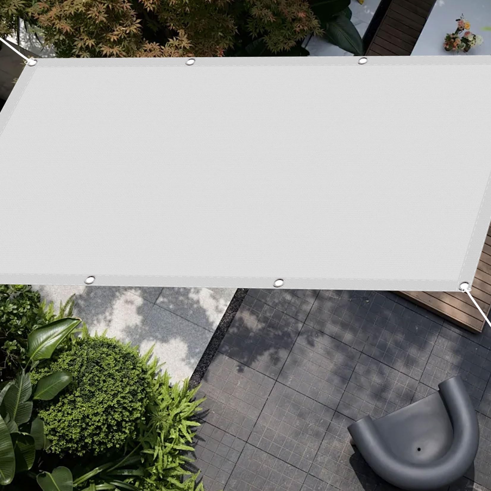 Toile d'ombre rectangulaire blanc filet brise vue extérieur terrasse
