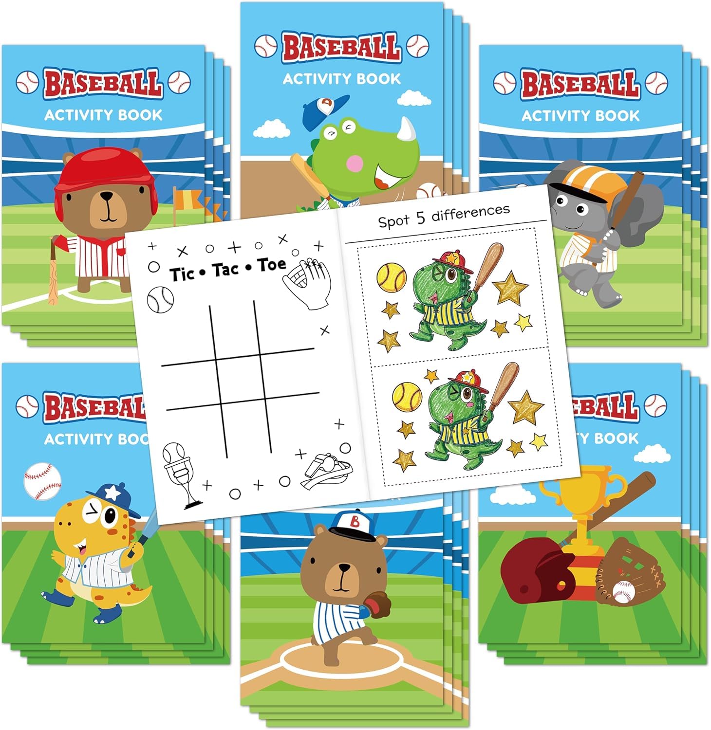 2ooya Baseball Colouring Books for Kids 24Pcs Bulk Party Favours Activity