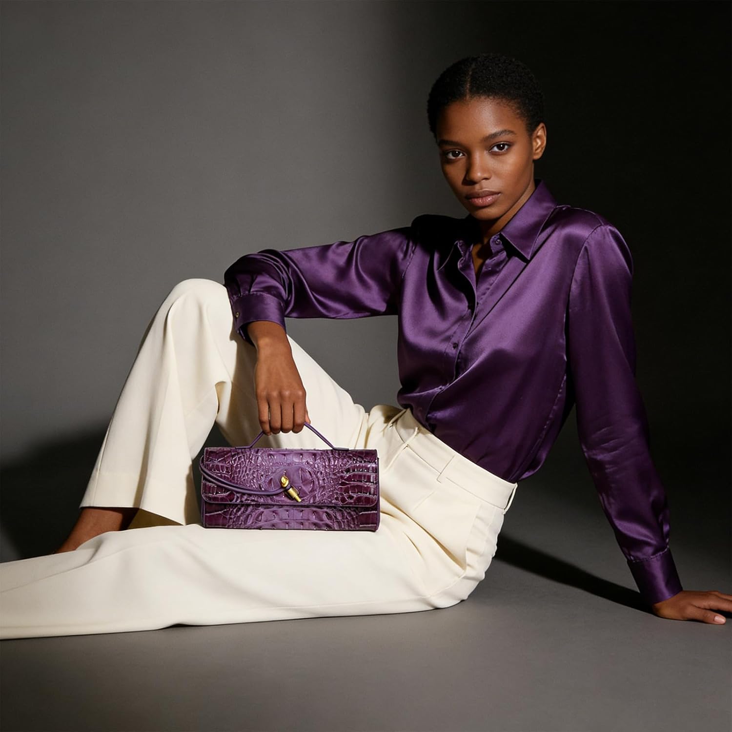 Trendy Women Crocodile Evening Clutch Purse Crossbody Shoulder Handbag Cute Vegan Leather Satchels