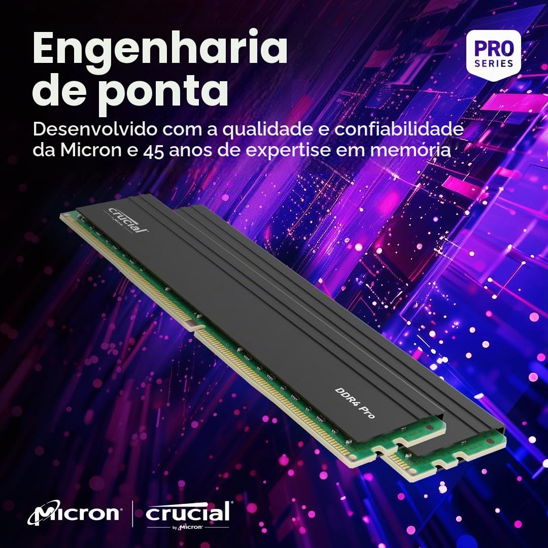 Crucial Kit Pro 32GB DDR4 RAM (2x16GB), alto desempenho 3200MHz