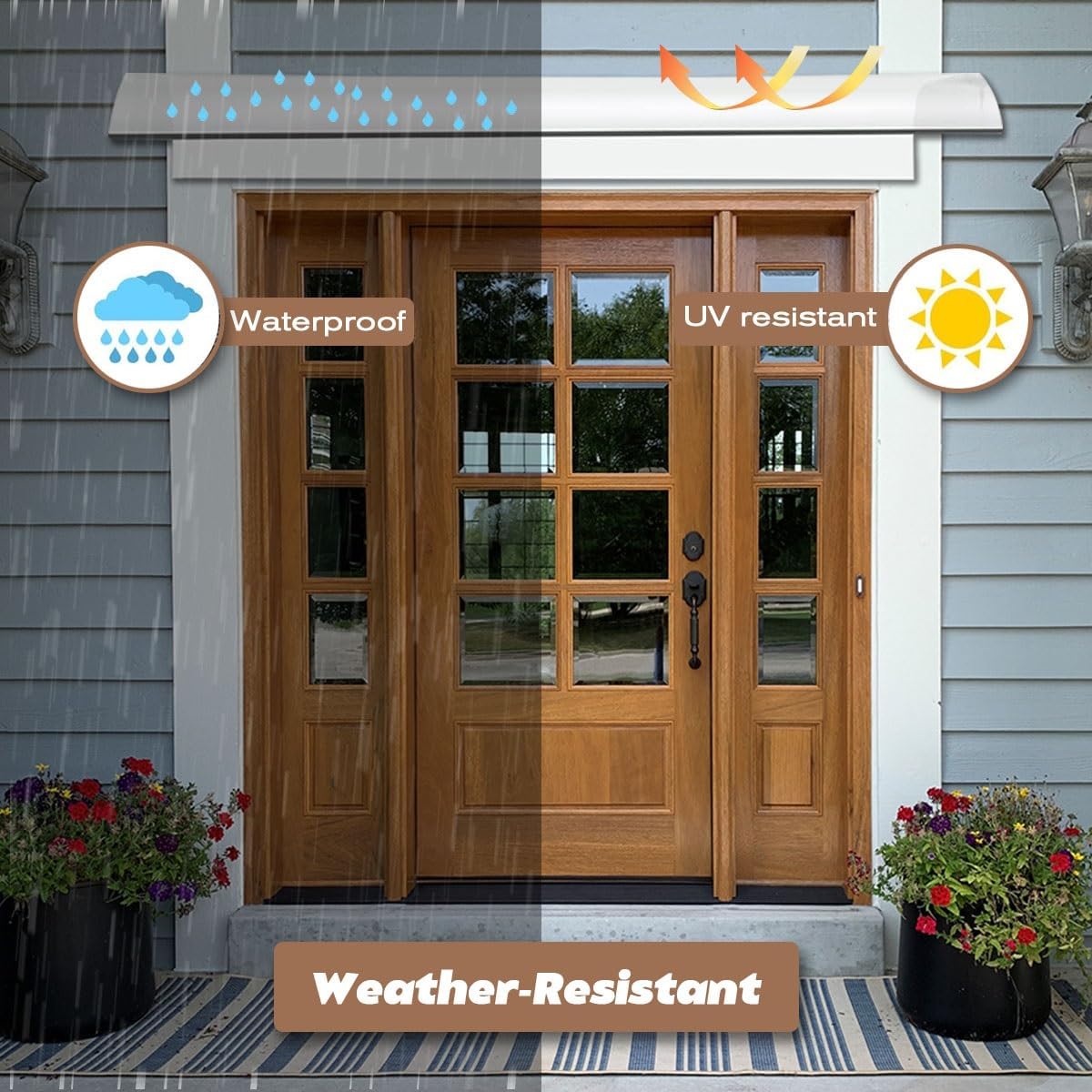 Waterproof Door and Window Canopy, Outdoor Awning for Entrance, Protection Cover for Doors and Windows, Durable Roof Awning (40x170 cm)