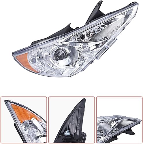 Miniatura 4 de munirater Conjunto de faros delanteros plateados con esquina ámbar para conductor y lado del pasajero de repuesto para Sonata 2011-2014 209150009,