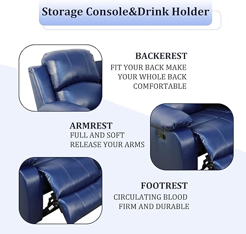 Miniatura 10 de Plithzy Juego de sofá reclinable de cuero regenerado, juego de 2 piezas de muebles de sala de estar, juego de sofá reclinable de cuero y silla con