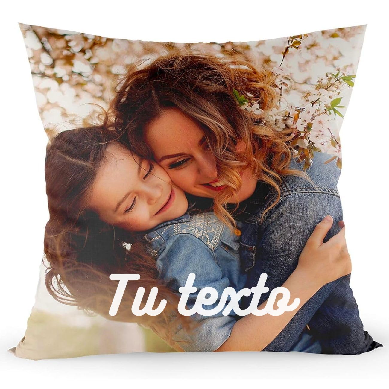 ZPUBLI+ Cojín Personalizado. Con Relleno. 50x50. Varias Medidas. 2 caras. Cojín sofá con Fotos y Texto, Cremallera. Aniversario, cumpleaños, día de la Madre, Padre, San valentín. Regalos Originales.