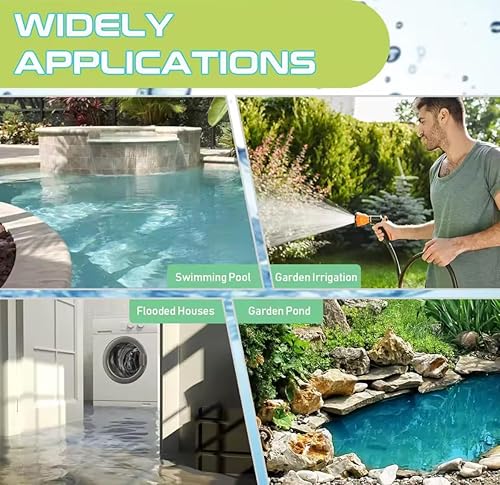 Miniatura 6 de Bomba de sumidero sumergible portátil profesional, 1.2 HP, bomba de transferencia de agua de 5000 GPH con múltiples conectores de manguera,