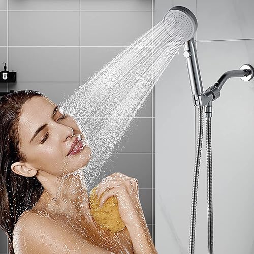 Miniatura 7 de DOILIESE Cabezal de ducha de mano con 2 soportes, ventosa y soportes superiores, cabezal de ducha de alta presión con botón de encendidoapagado,
