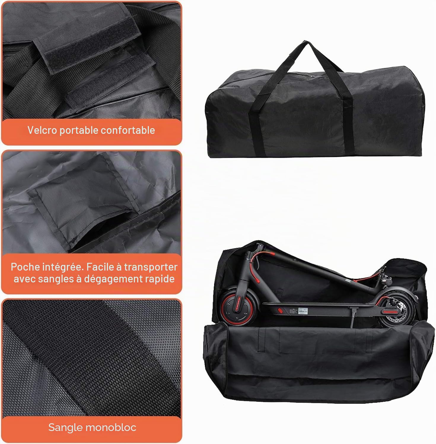 Sac pour trottinette électrique Coptiner, sac de rangement pliable pour Xiaomi Mijia M365 (Pro), transport en tissu Oxford avec sangles ajustables, fermeture à boucle, poche de rangement