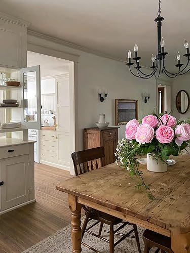 Miniatura 6 de YalzoneMet Rosas Artificiales Big Bloom de 3.5 pulgadas, Rosa, 4 Piezas, Rosas de Tacto Real con Tallos Largos Falsos de 17.7 Pulgadas, Rosas