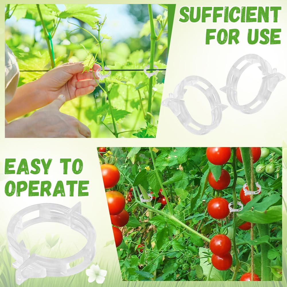 100 Clip Per Piante Rampicanti - Supporti Per Orto In Plastica PP, Per Pomodori, Cetrioli E Fiori (Bianco) - 3