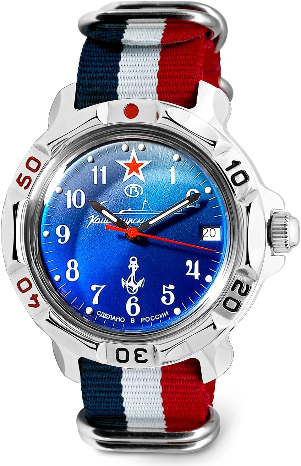 Vostok Komandirskie Classic Mens Mechanical Hand-Winding Military Wrist Watch #289, 811289 tricolor, Mechanical
