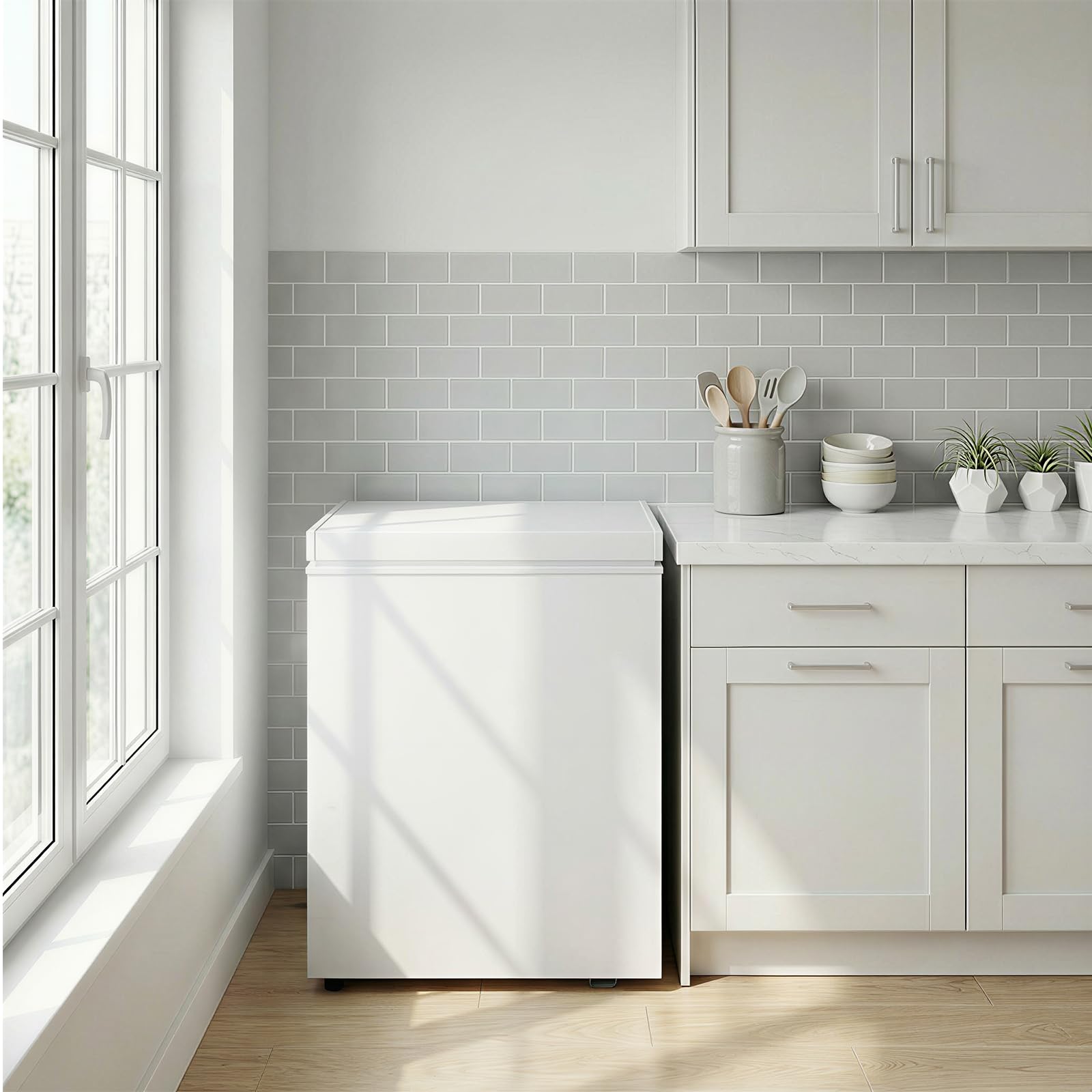 Tabu 4.5 Cubic Feet Chest Freezer, Energy Saving Chest Deep Freezer With 7 Level Adjustable Thermostat, Top Opening Compact Freezer With Removable Storage Basket (Black) on Fridge.com - View 2