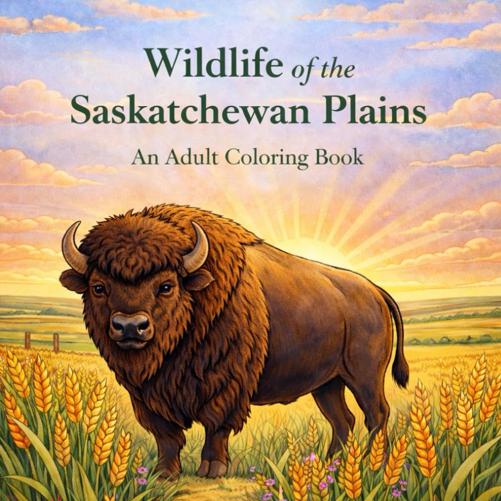 Wildlife of the Saskatchewan Plains – An Adult Coloring Book: 40 Illustrations Inspired by the Saskatchewan Prairies (Easy & Fun Coloring for All Ages)
