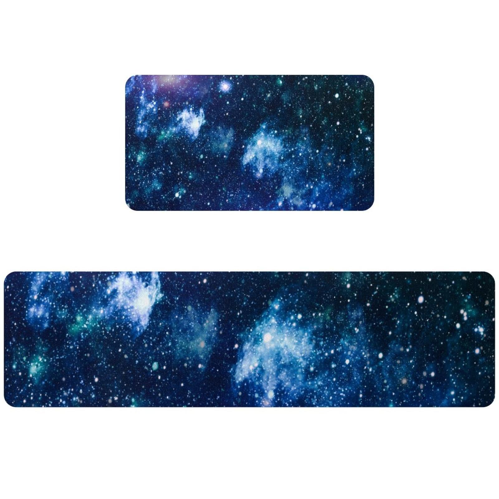 Tapete de cocina de galaxia nebulosa absorbente para pasillo y lavandería set de 2 piezas