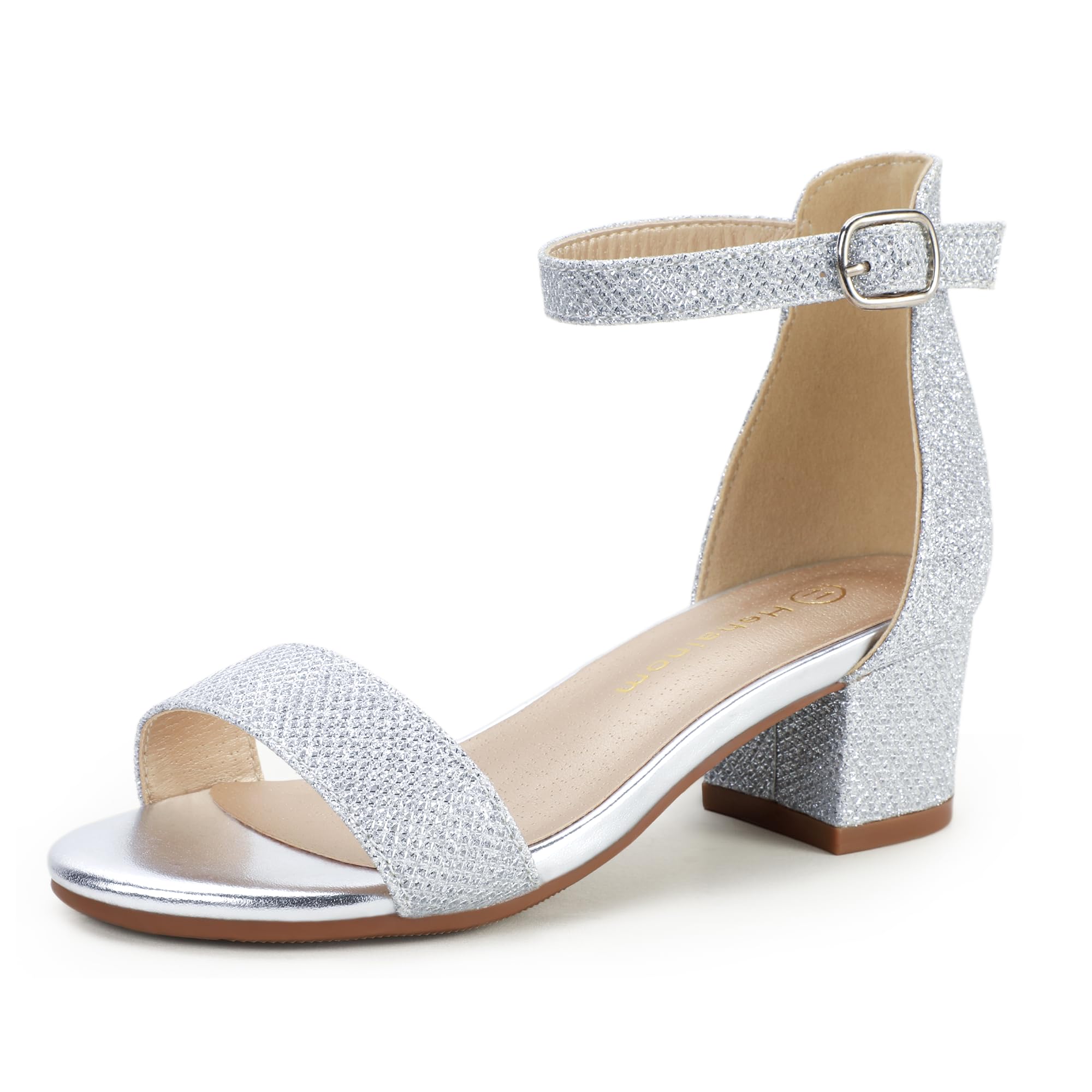 Hehainom Girls Heels Sandals Ankle Strap Dress Shoes Toddler Little Big Kid Flower Girl Wedding Party Pumps Shoes