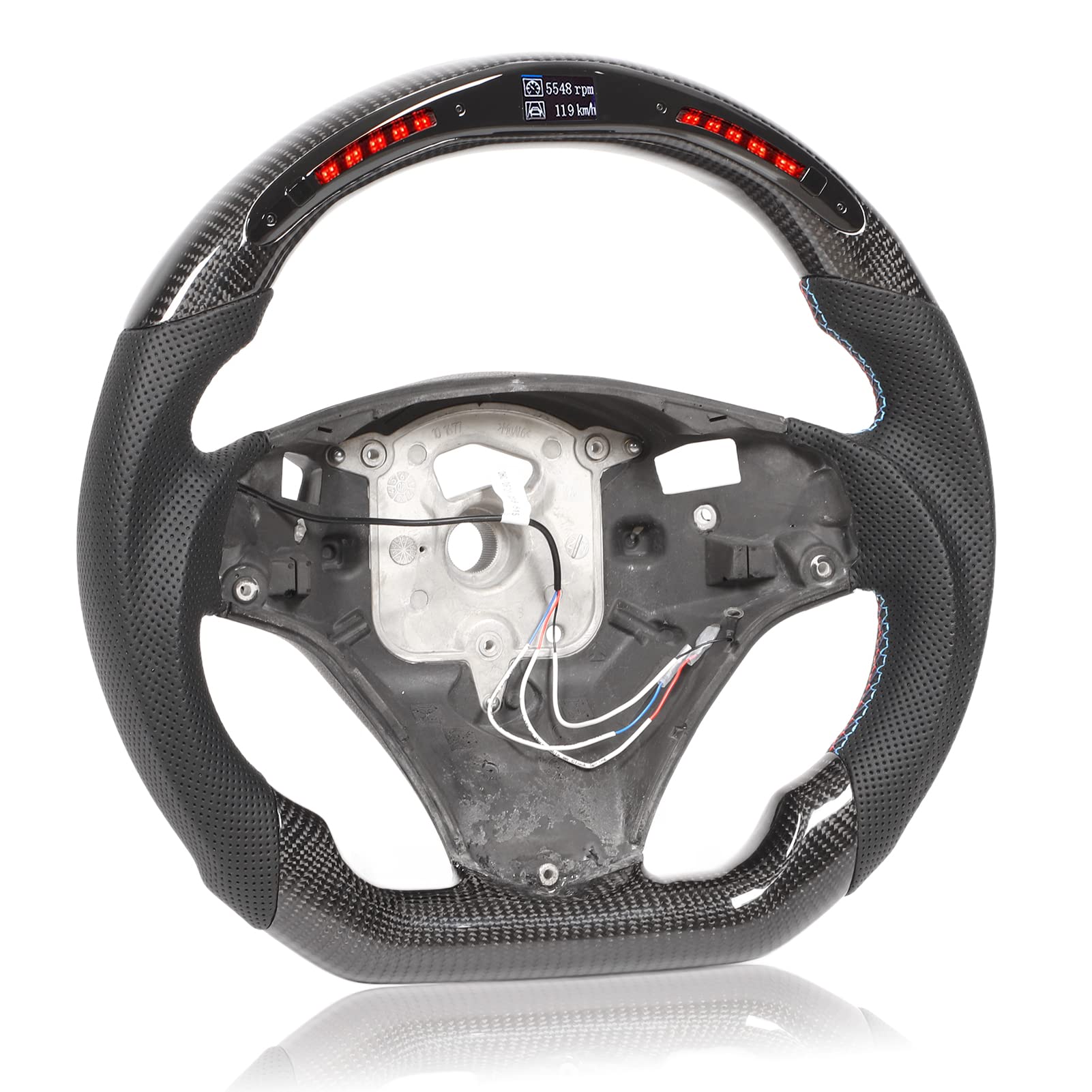 Fournyaa LED Steering Wheel, Multifunctional Car Steering Wheel in Perforated Nappa Leather for Cars