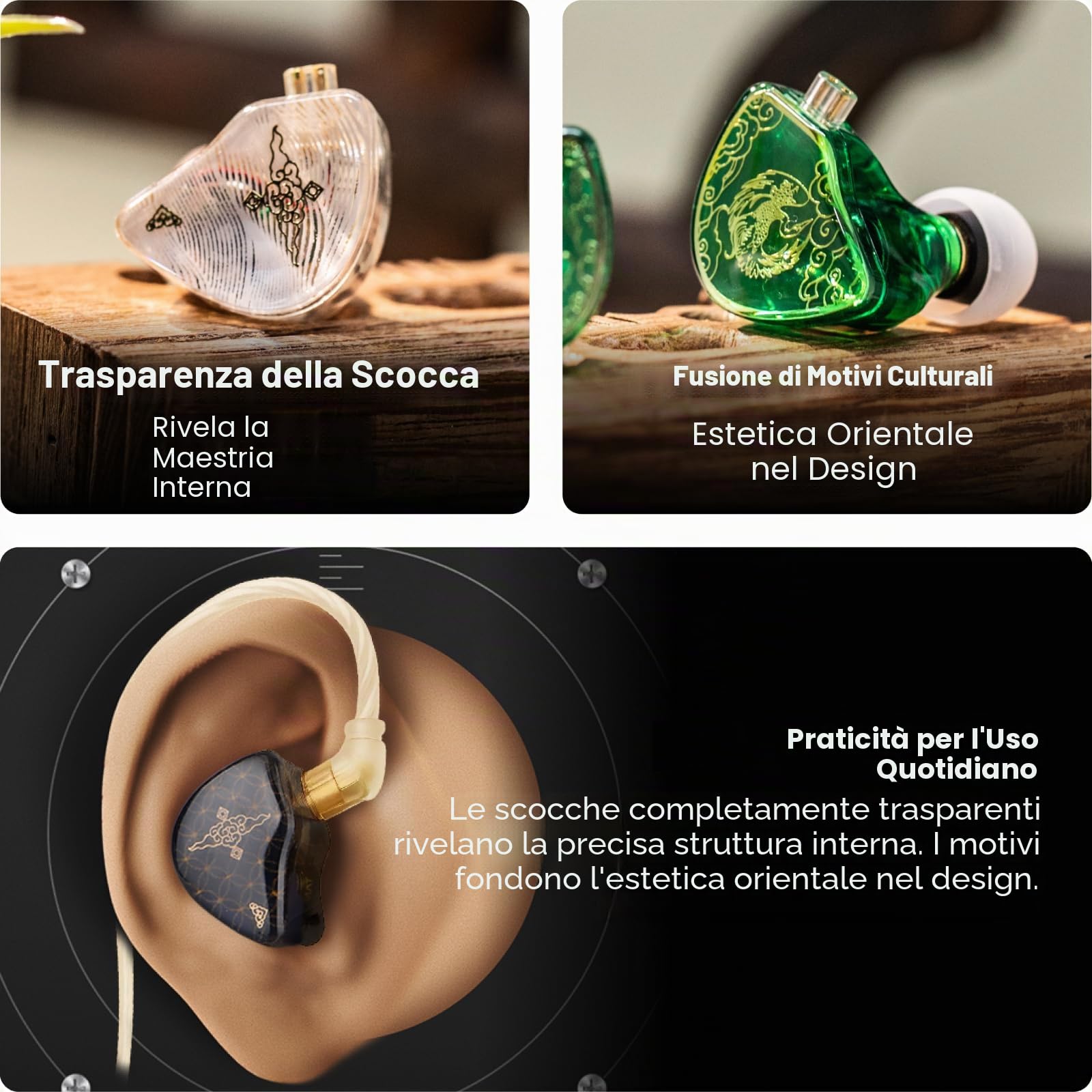 Linsoul TANGZU Wan'er S.G HiFi 10mm Driver dinamico PET Diaframma Cuffie In Ear, Cavo Staccabile da Incasso 2Pin OFC Intrecciato per Audiofili Musicista DJ(Bianco, senza microfono)