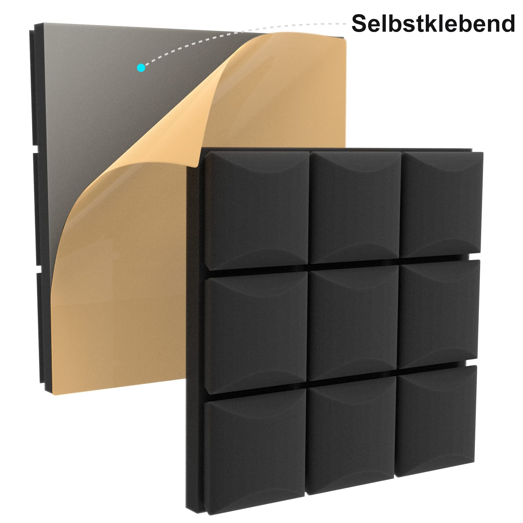 12 Stück Akustikschaumstoff Schalldämmung Selbstklebend 5CM Schaumstoffplatte Schallabsorber Schalldämmung Wand Noppenschaumstoff Schallschutzmatte für Tonstudio, Arbeitszimmer 5CM