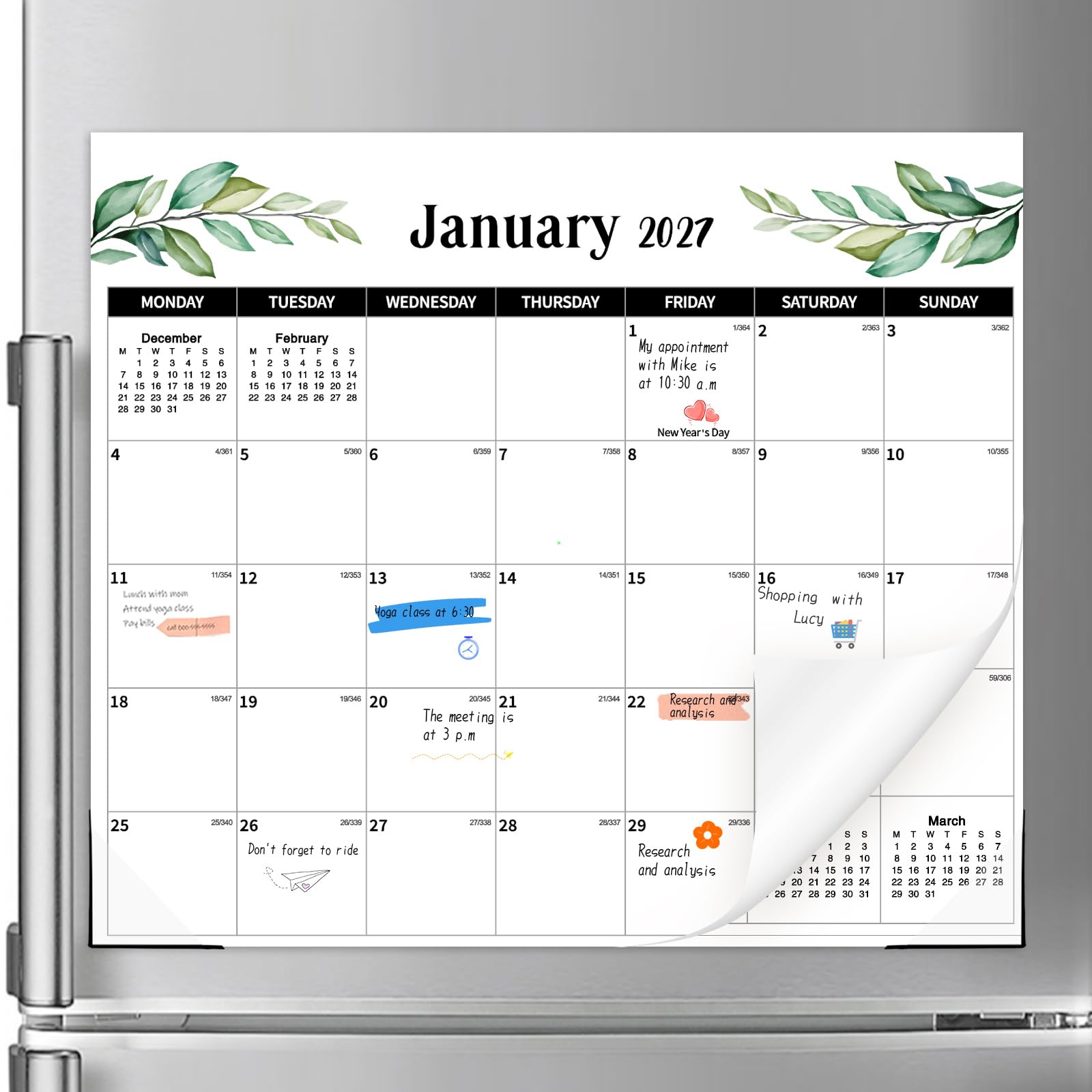 2027 Magnetic Calendar for Fridge, 18 Month Tear-Off Planner, 33 x 29 cm — image 1