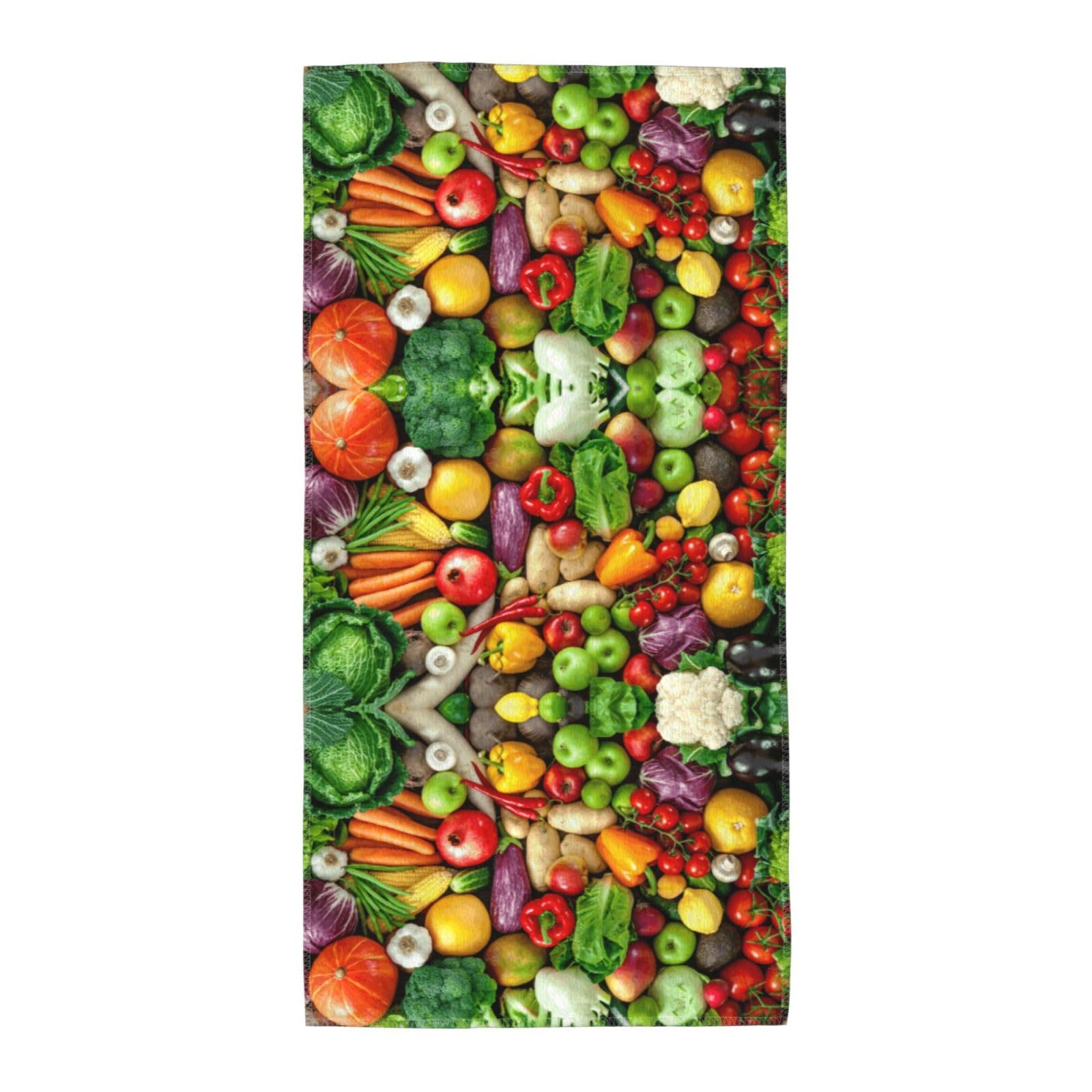 DIEzig Fresh Fruits And Vegetables Fashion Printed Long Bath Towel For Pool Side Seaside Holiday