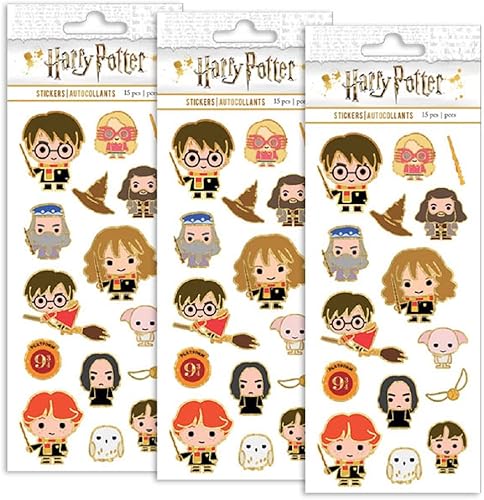 Miniatura 3 de Playhouse Harry Potter Chibi Characters - Lámina de calcomanías con efecto esmaltado brillante, 3 paquetes