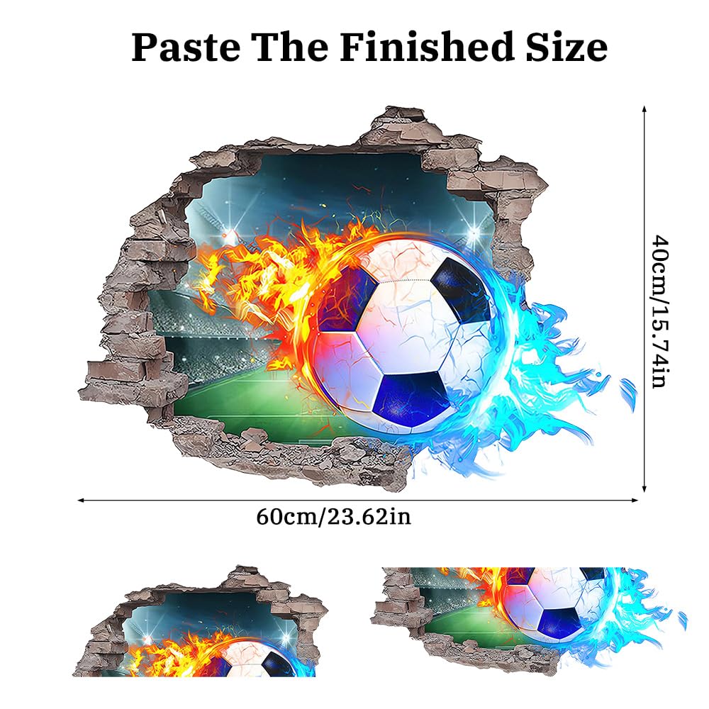 YunBey Football Wall Sticker 3D Boys Bedroom Wall Stickers Football Wallpaper Bedroom Accessories Decoration Children's Room Teenager's Room - Image 2