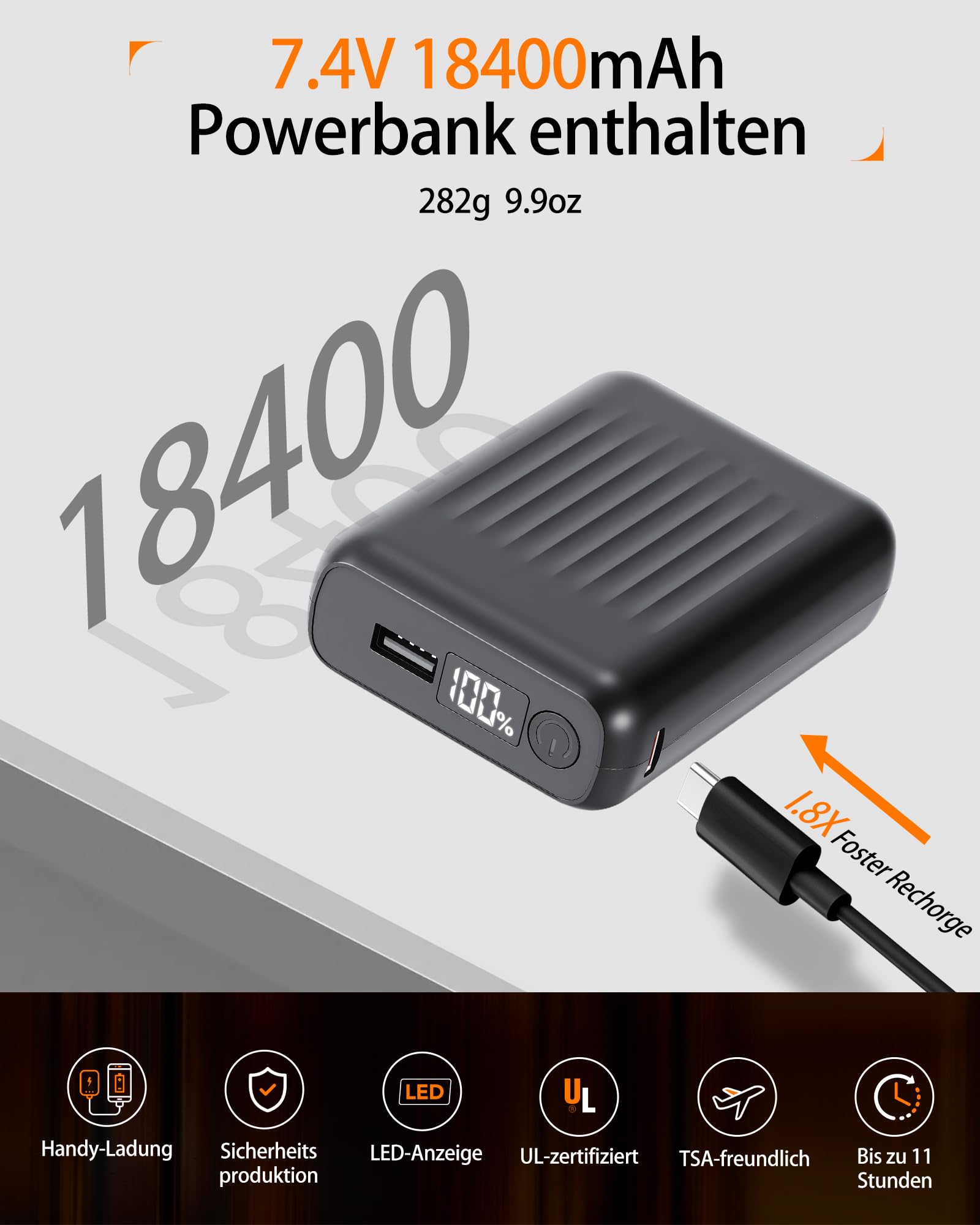 Heizweste Damen mit 18400mAh 7.4V Powerbank – Beheizbare Weste mit 8 Heizbereichen, Leichte Wasserabweisende beheizte Weste, Waschbare Wärmeweste für Outdoor