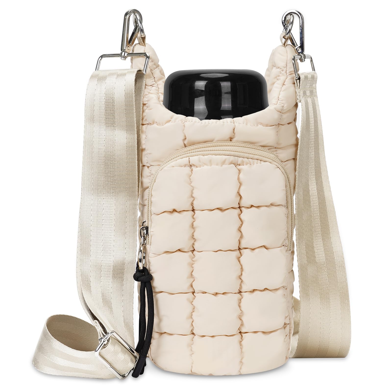 YFGBCX Water Bottle Holder with Strap Water Bottle Carrier Bag with Phone Pocket Quilted Puffer Water Bottle Sling Bag Crossbody Water Bottle