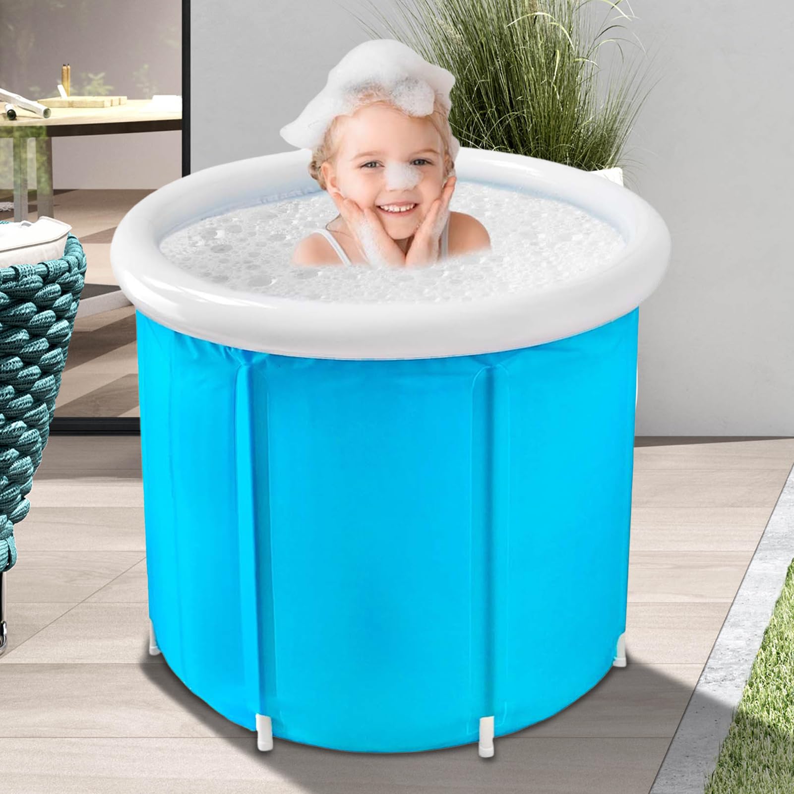 Bañera Portátil con Bomba de Aire y Cesta Portátil Incluida