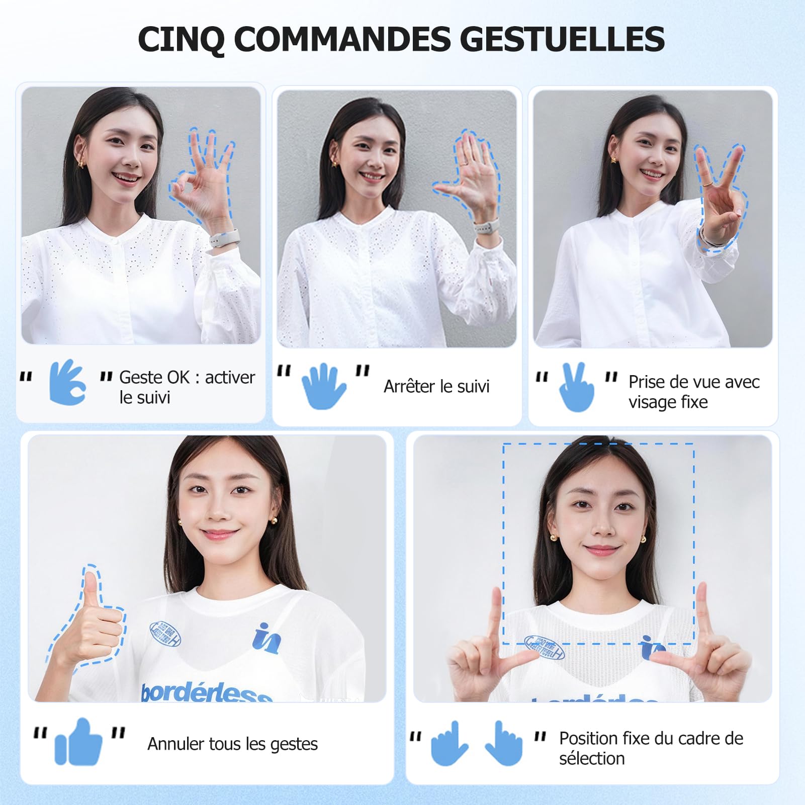 Trépied de téléphone portable pour smartphone - Rotation à 360° - Perche à selfie automatique avec 4 pieds - 160 cm - Avec télécommande - Contrôle par gestes - Pour Vlog Live Stream Travel