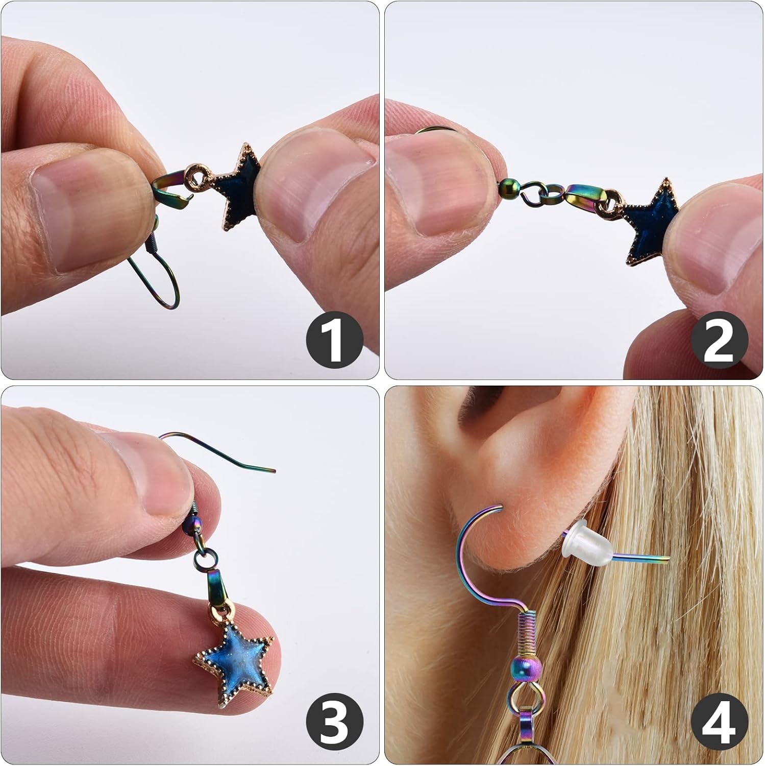 Earring Hooks 50PCS/25Pairs, Stainless Steel Rainbow Ear Wires Fish Hooks, Hypo-allergenic Jewelry Findings Parts for DIY Jewelry Making - Image 5