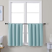 Vista 1 de Simplebrand Ava Aqua - Cortinas cortas opacas de 24 pulgadas, juego de 2 paneles, con bolsillo para cortinero, cortinas de privacidad para ventanas