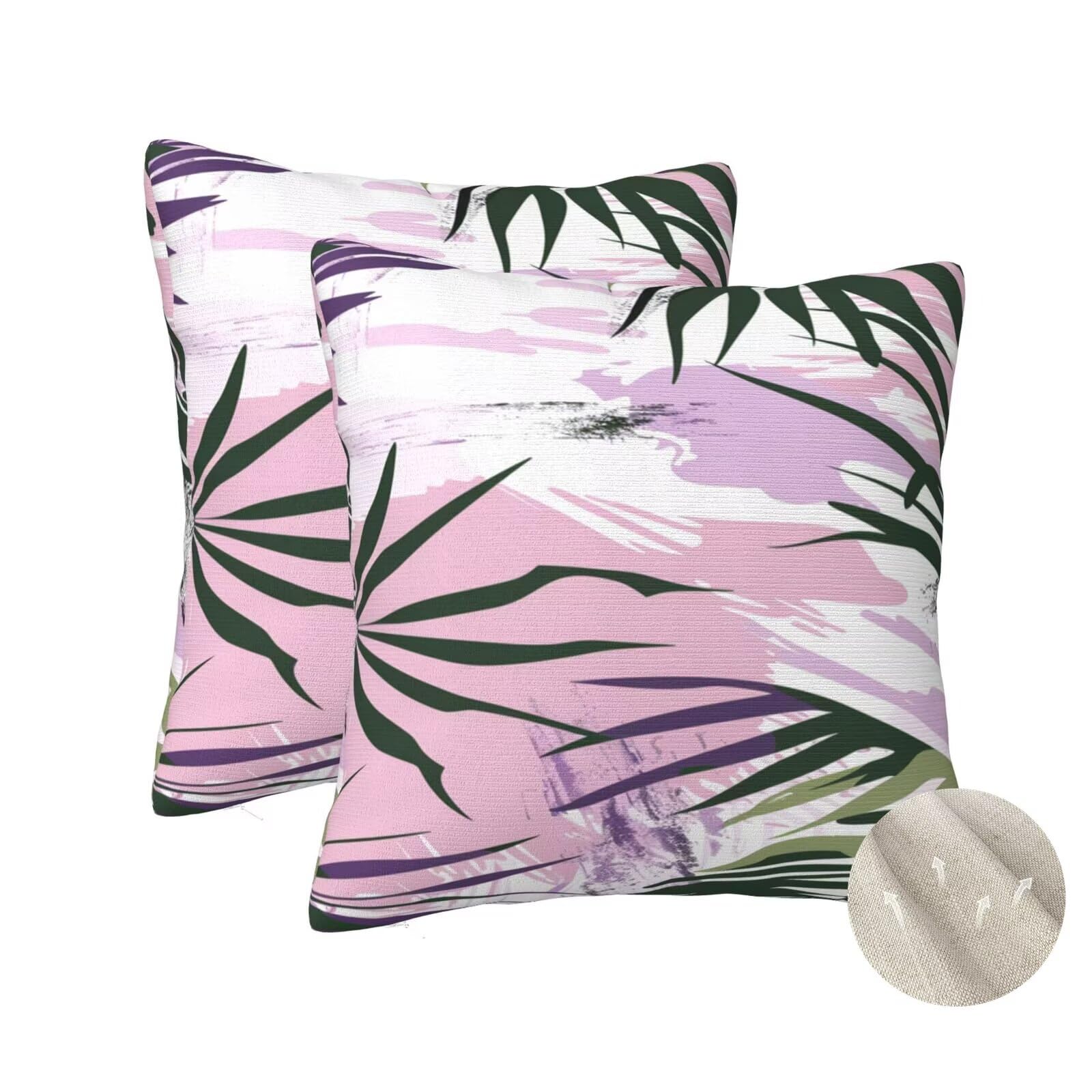 Housses de coussin 60x60 rose et plantes pour grand coussin canapé