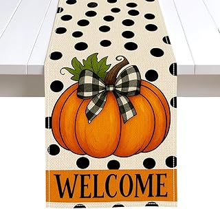 Pumpkin Dot Fall Table Runner 13x72 Inch,Seasonal Autumn Fall Decor Kitchen Dining Table Decoration for Home Party