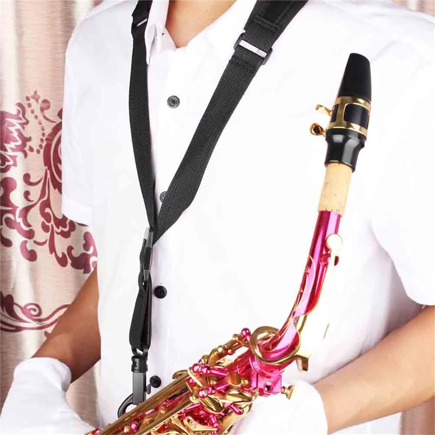 Tenor Saxophone Neck Strap - Adjustable Leather Sax Belt for Woodwind Instruments