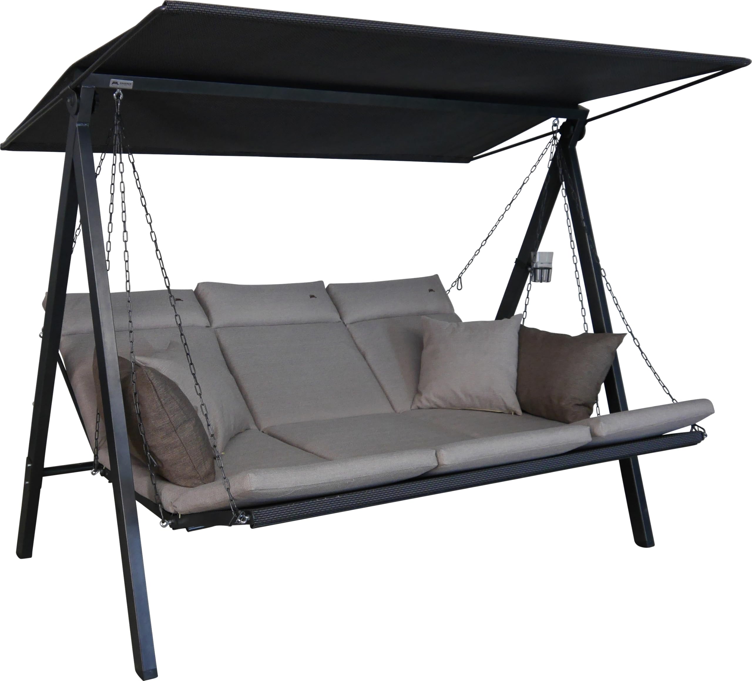 Angerer Freizeitmöbel GmbH Balancín de jardín Lounge Smart – Columpio de jardín Fabricado en Alemania – Columpio para Sentarse, tumbarse y Relajarse, Incluye función de Cama, fácil Montaje (Beige) | Columpio de jardín fabricado en Alemania para sentarse,