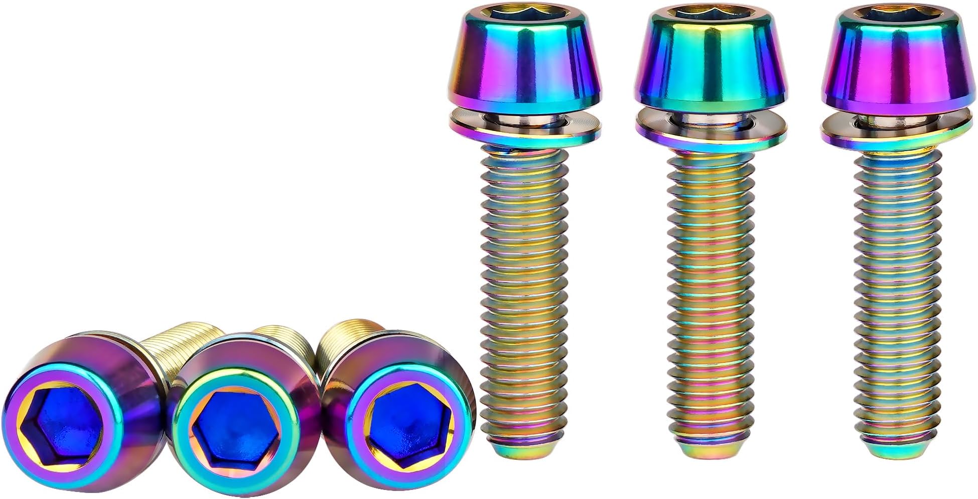 Titanium M5x20mm with Washer Allen Hex Tapered Bolts Screw for Bicycle Stem Pack of 6 (Colorful)