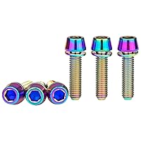 Vista 8 de Tornillo hexagonal Ti Allen de titanio M5x16 de cabeza cónica de 0.71 pulgadas con tornillo de arandela para piezas de vástago de bicicleta, paquete