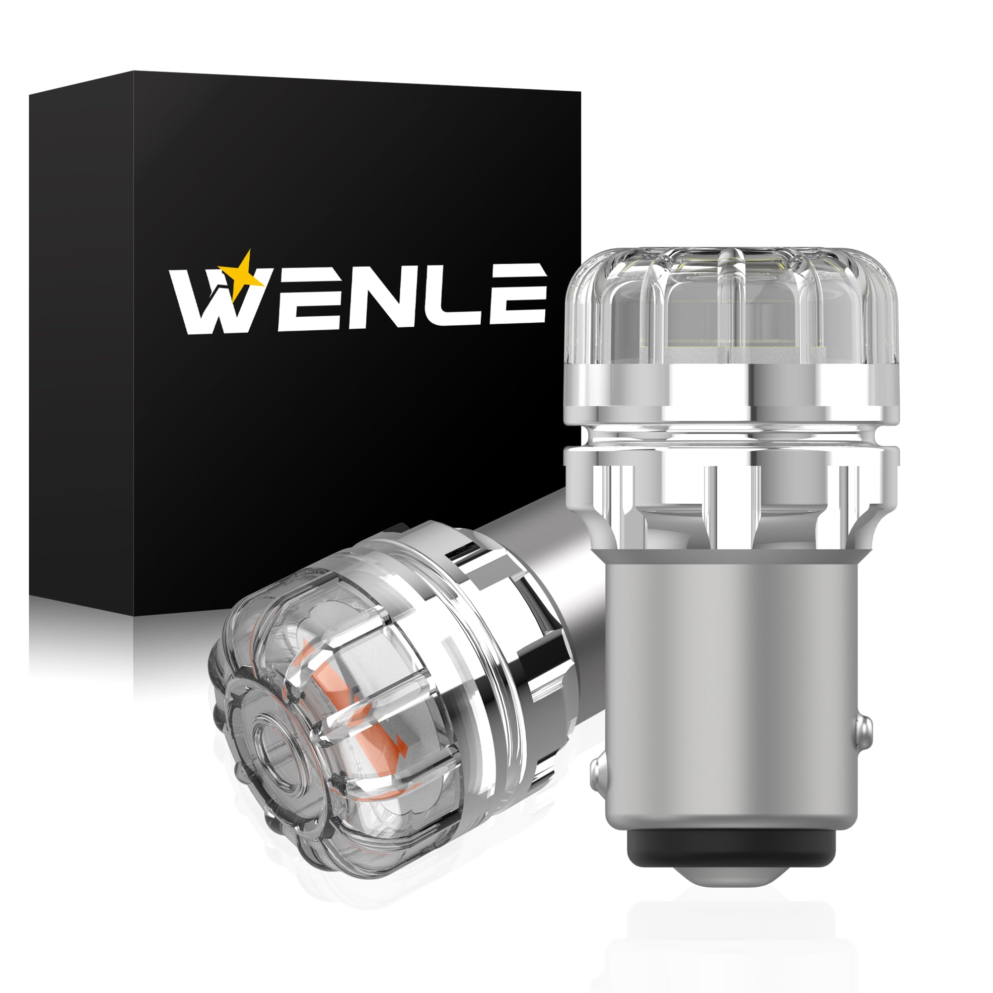WENLE 爆光 S25 ダブル led テールランプ ブレーキランプ ストップランプ 超拡散レンズ（全カバー）4倍明るさUP レッド 2800LM DC12V車用 無極性 50000時間以上寿命 左右分2本入り